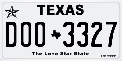 TX license plate DOO3327
