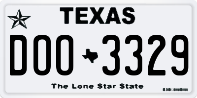 TX license plate DOO3329