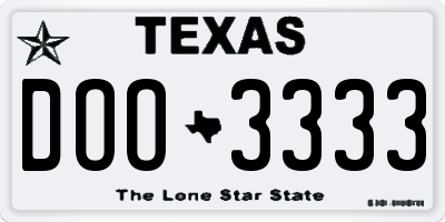 TX license plate DOO3333