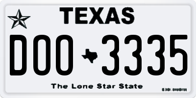 TX license plate DOO3335