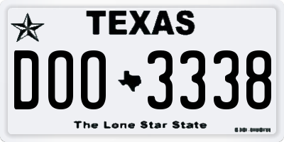 TX license plate DOO3338