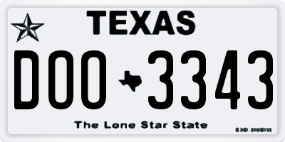 TX license plate DOO3343