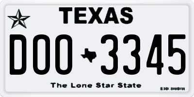TX license plate DOO3345