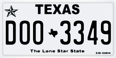 TX license plate DOO3349
