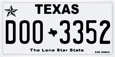 TX license plate DOO3352
