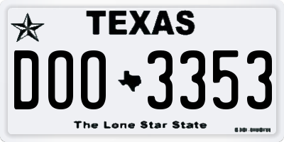TX license plate DOO3353