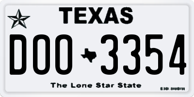 TX license plate DOO3354
