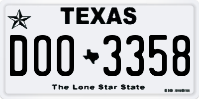 TX license plate DOO3358