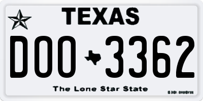 TX license plate DOO3362