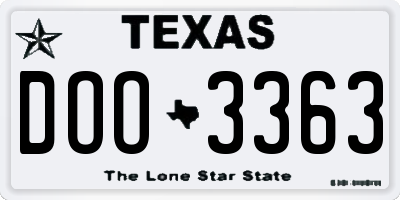 TX license plate DOO3363
