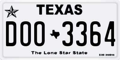 TX license plate DOO3364