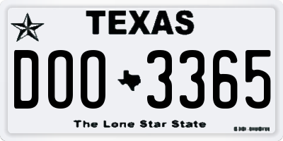 TX license plate DOO3365