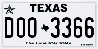 TX license plate DOO3366