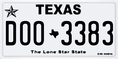 TX license plate DOO3383