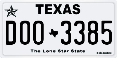 TX license plate DOO3385
