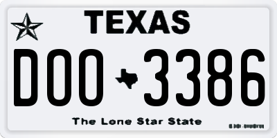 TX license plate DOO3386