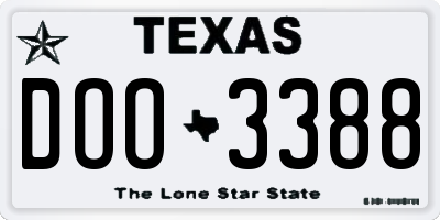 TX license plate DOO3388