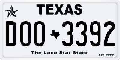 TX license plate DOO3392