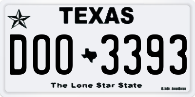 TX license plate DOO3393