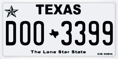 TX license plate DOO3399