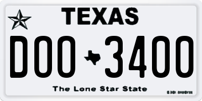 TX license plate DOO3400