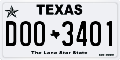 TX license plate DOO3401