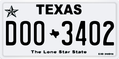 TX license plate DOO3402