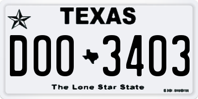 TX license plate DOO3403
