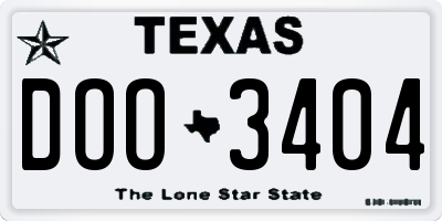 TX license plate DOO3404
