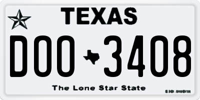 TX license plate DOO3408