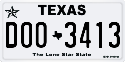 TX license plate DOO3413