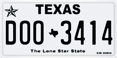 TX license plate DOO3414