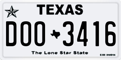 TX license plate DOO3416