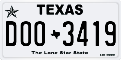 TX license plate DOO3419