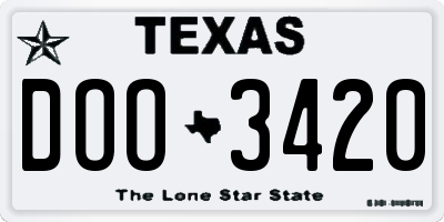 TX license plate DOO3420