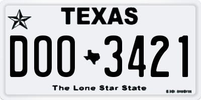 TX license plate DOO3421