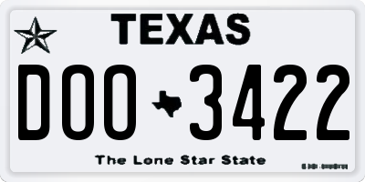 TX license plate DOO3422
