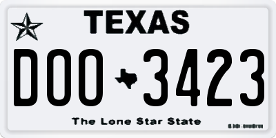 TX license plate DOO3423
