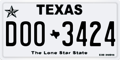 TX license plate DOO3424
