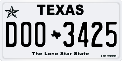 TX license plate DOO3425