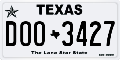 TX license plate DOO3427