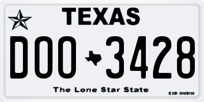TX license plate DOO3428
