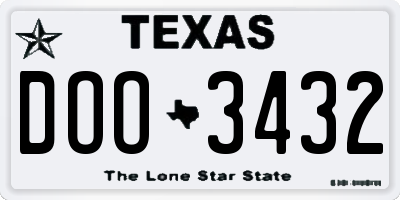 TX license plate DOO3432