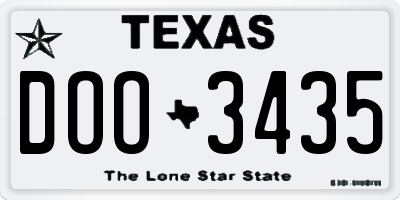 TX license plate DOO3435