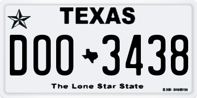 TX license plate DOO3438