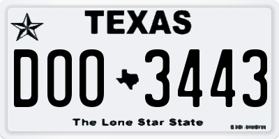 TX license plate DOO3443