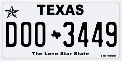 TX license plate DOO3449