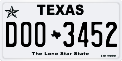 TX license plate DOO3452