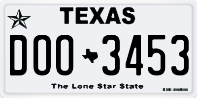 TX license plate DOO3453