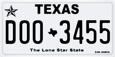 TX license plate DOO3455